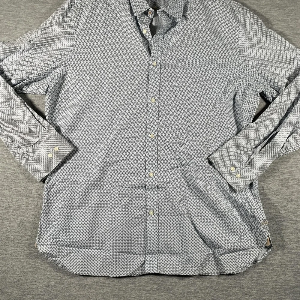 Banana Republic Heritage Shirt Mens XL Blue Geometric Long Sleeve Button-Up